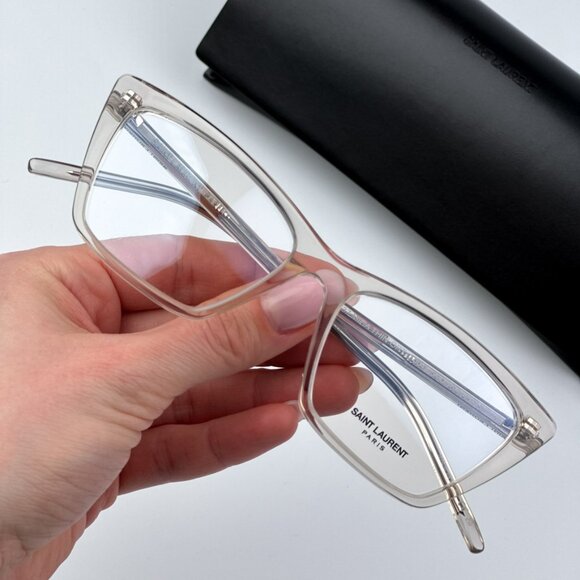 Saint Laurent Women BRAND NEW Eyeglasses Beige Cat Eye SL737 MICA THIN OPT 004 - Picture 1 of 12